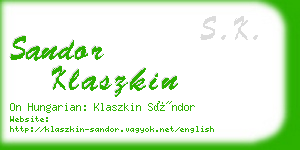 sandor klaszkin business card